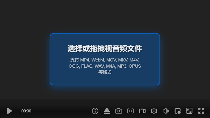 zwplayer在线播放器界面截图，支持网络播放、本地播放、片段循环、片段录制、音频提取、双语字幕、章节标注、4倍音量放大等功能